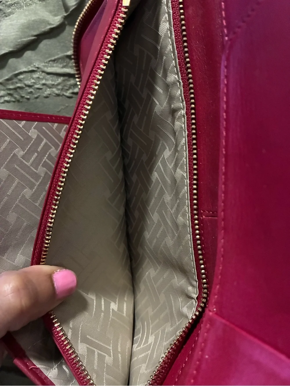 Cole Haan Red Leather Zip Wallet with Tassel